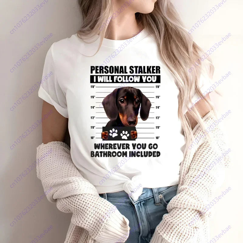 Dachshund Teckel Funny Cute Dog Animal T-Shirt Women Short Sleeve Summer Fashion Tshirt Casual