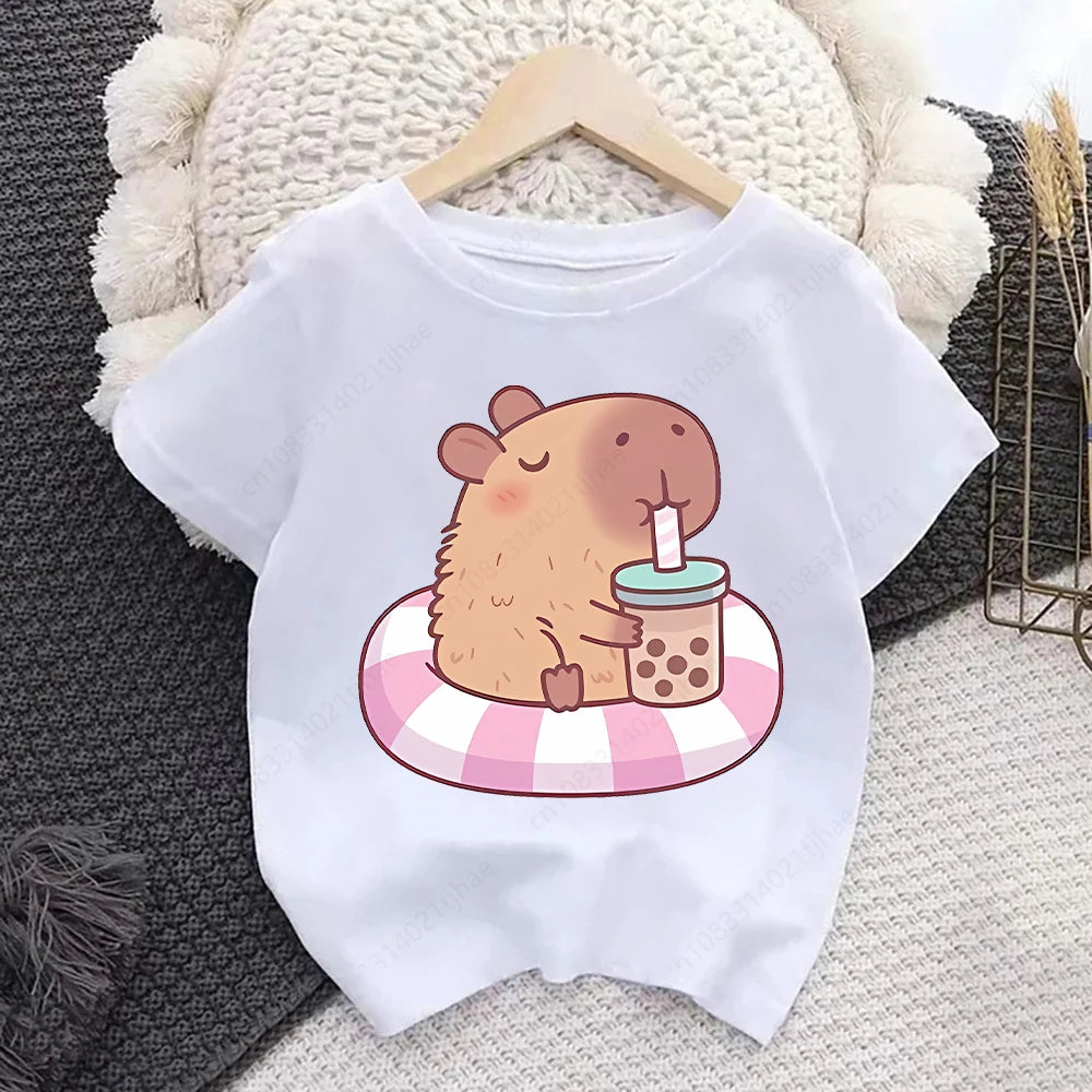 Cute Cartoon Capybara Kids T Shirts for Baby Birthday Party T-shirts for Girls T-Shirt for Boys Tshirts for Girl
