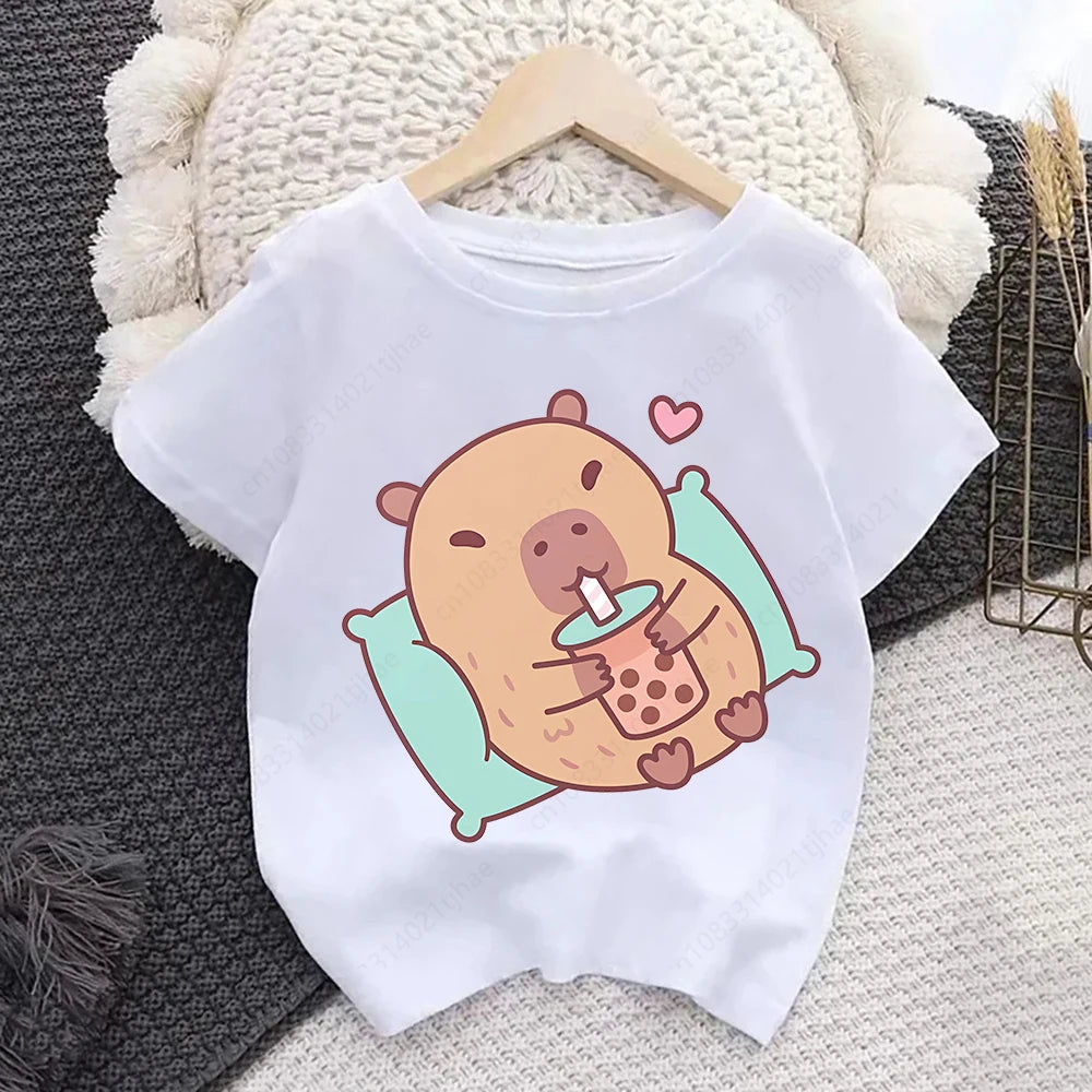 Cute Cartoon Capybara Kids T Shirts for Baby Birthday Party T-shirts for Girls T-Shirt for Boys Tshirts for Girl