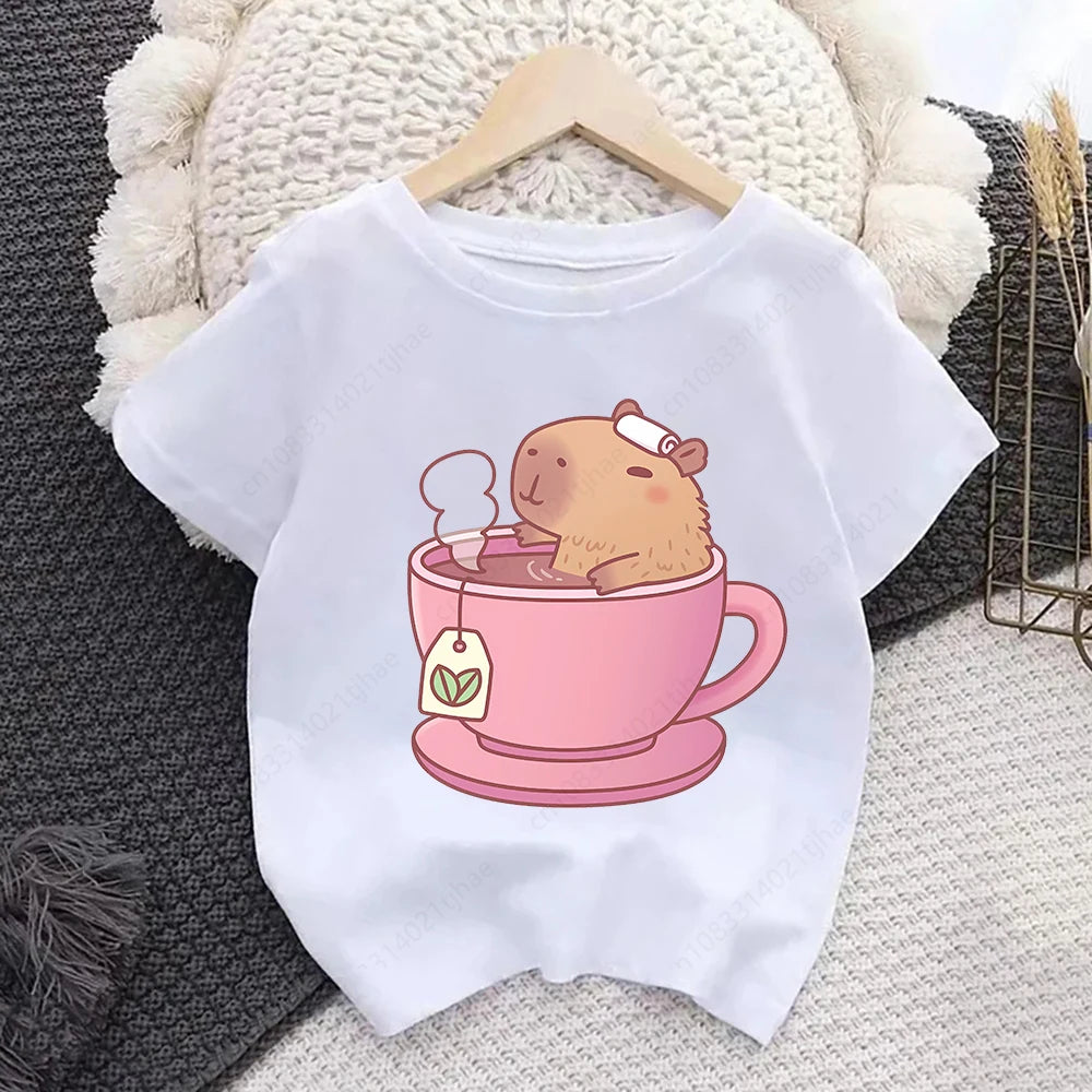 Cute Cartoon Capybara Kids T Shirts for Baby Birthday Party T-shirts for Girls T-Shirt for Boys Tshirts for Girl