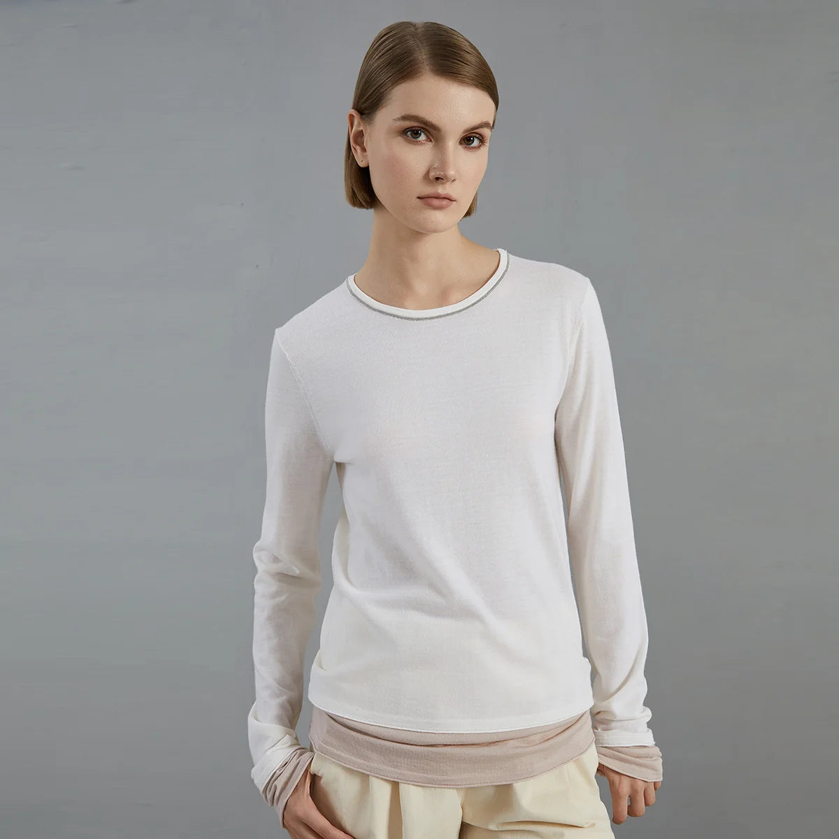 BC776 High Quality Luxury Women's Clothing 100% Wool  thin Pullover Fake two pieces Knitted Sweater Winter