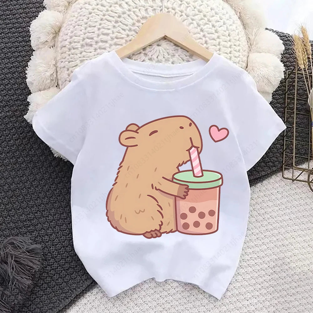 Cute Cartoon Capybara Kids T Shirts for Baby Birthday Party T-shirts for Girls T-Shirt for Boys Tshirts for Girl