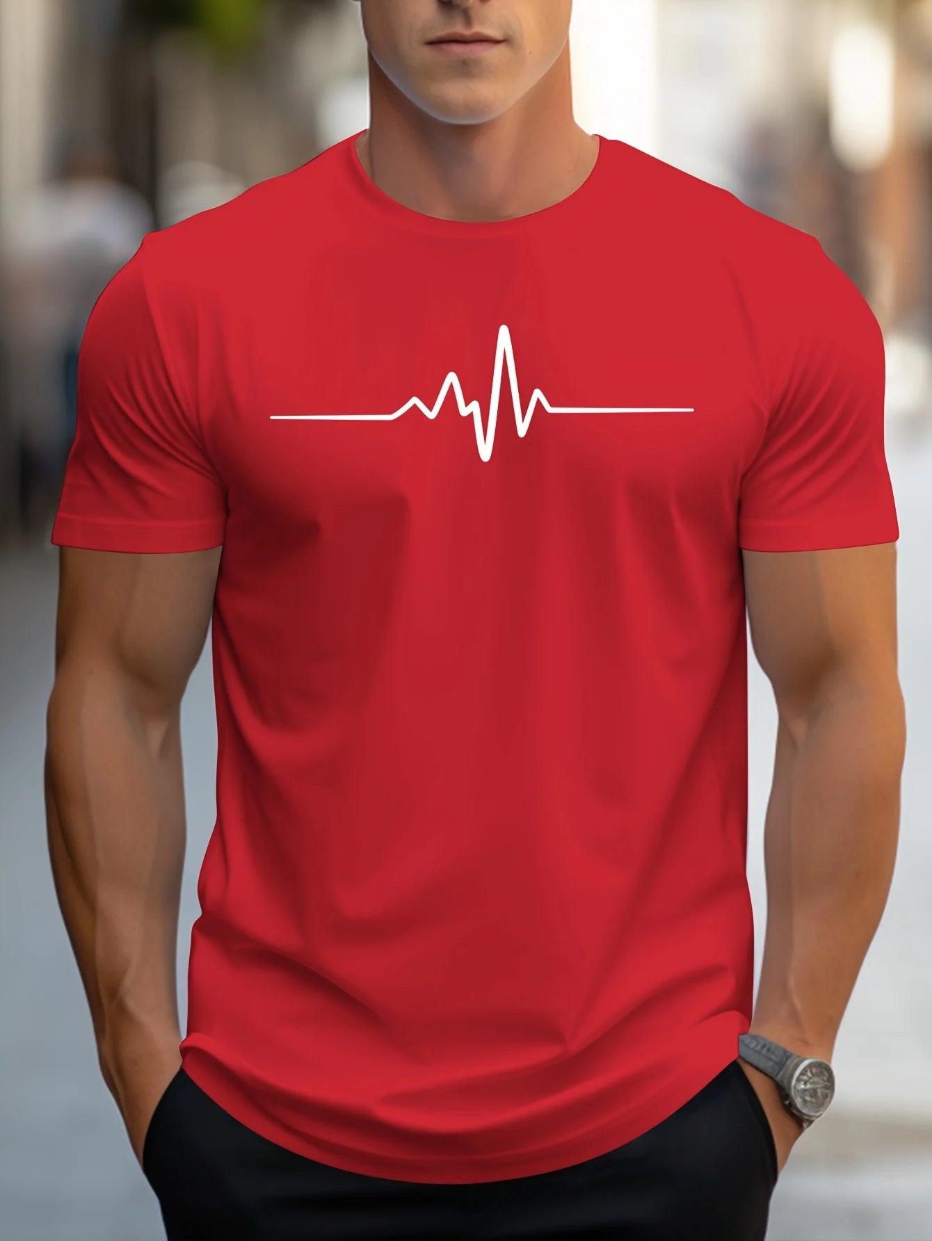 Men's 100% Polyester Summer Loose Size Creative Graphic Printed Slim Fit Casual Sports Round Neck Short