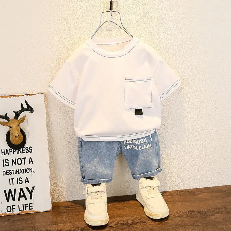 New Summer Baby Boy Kids Clothes Children Clothing Suit Tops Short-sleeve T-shirt Pants 2pcs/set Sport