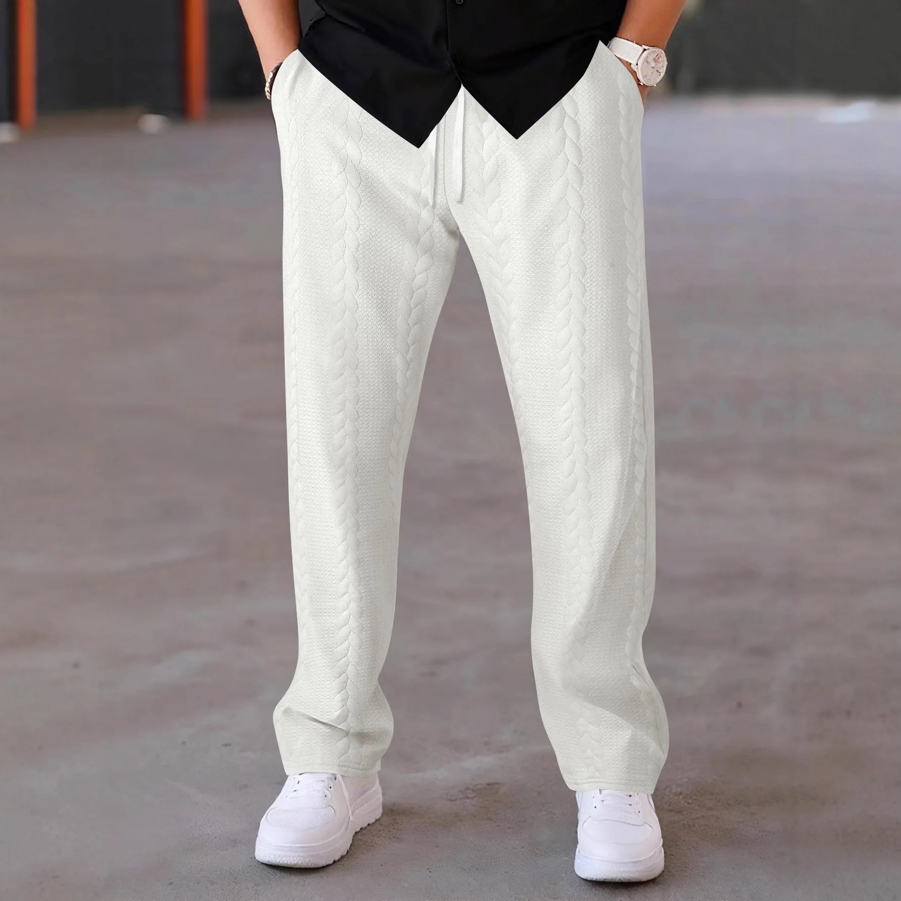 Fall new style fashionable men's retro outdoor casual multi-purpose sport pure-color jacquard straight-leg