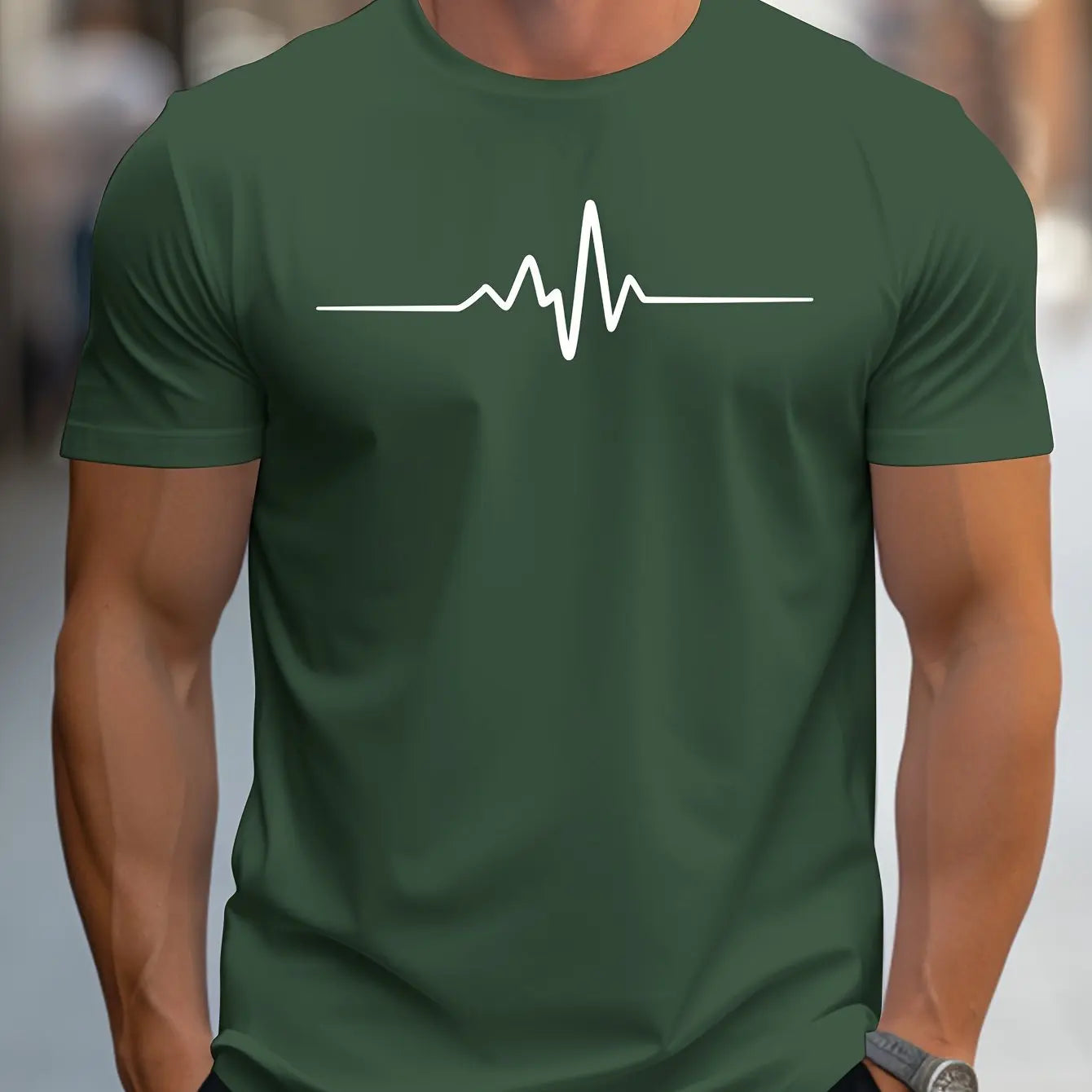Men's 100% Polyester Summer Loose Size Creative Graphic Printed Slim Fit Casual Sports Round Neck Short