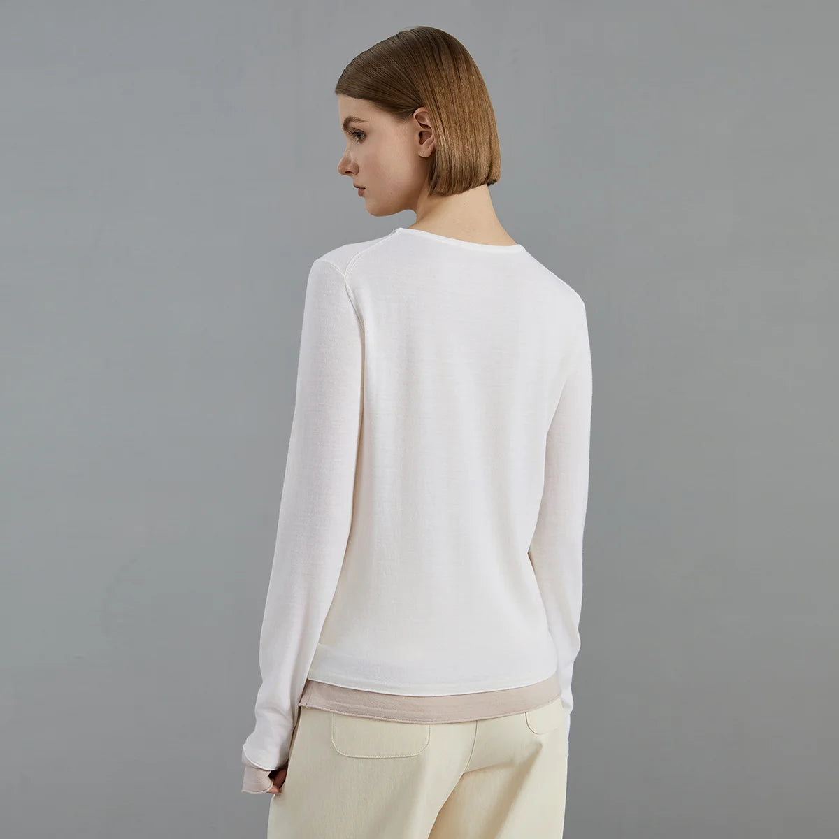 BC776 High Quality Luxury Women's Clothing 100% Wool  thin Pullover Fake two pieces Knitted Sweater Winter