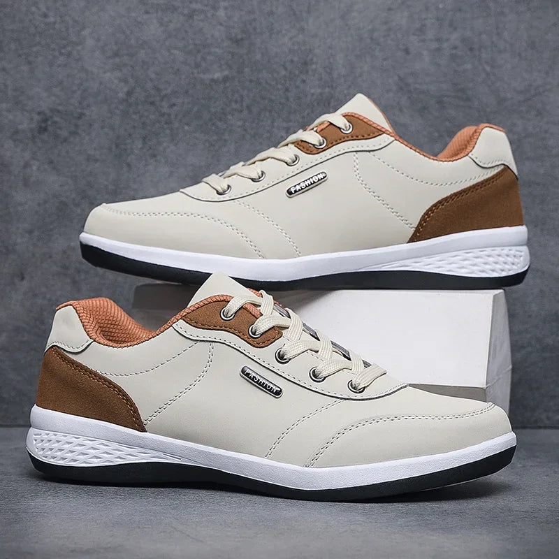 2025 Men Shoes Spring Autumn Waterproof Walking Sneakers Leisure Male Leather Sports Shoes Non-Slip