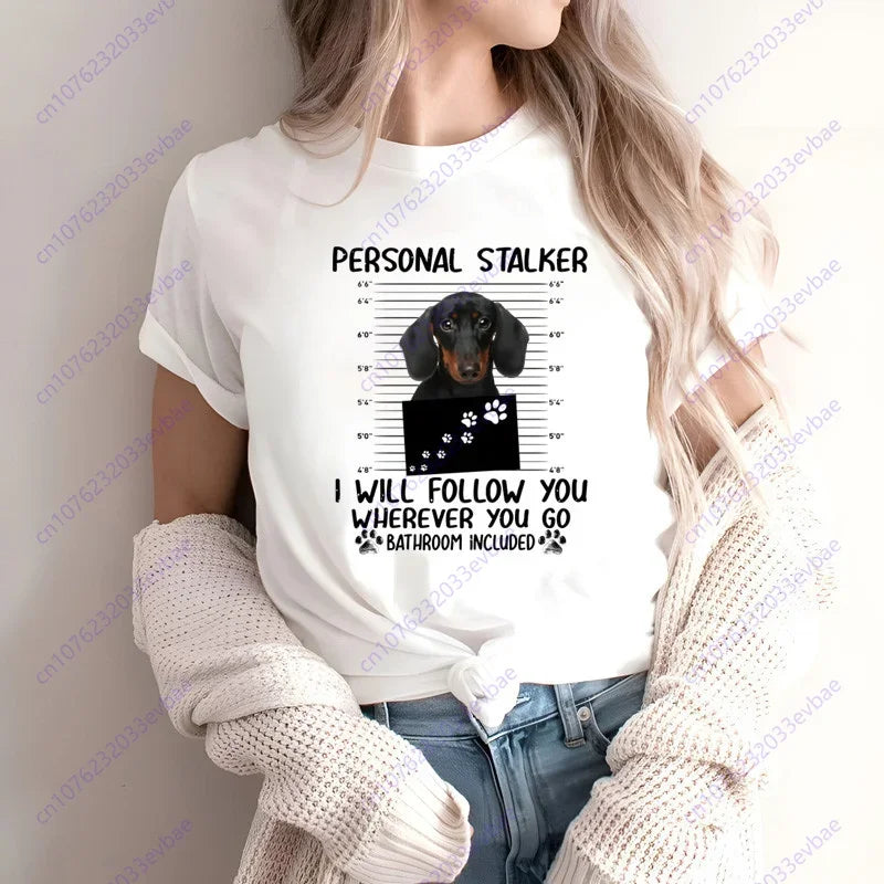 Dachshund Teckel Funny Cute Dog Animal T-Shirt Women Short Sleeve Summer Fashion Tshirt Casual