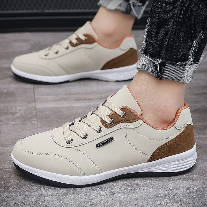 2025 Men Shoes Spring Autumn Waterproof Walking Sneakers Leisure Male Leather Sports Shoes Non-Slip