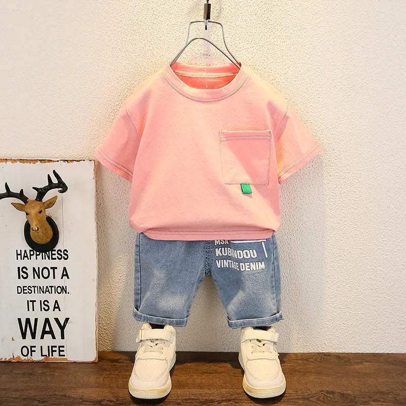 New Summer Baby Boy Kids Clothes Children Clothing Suit Tops Short-sleeve T-shirt Pants 2pcs/set Sport