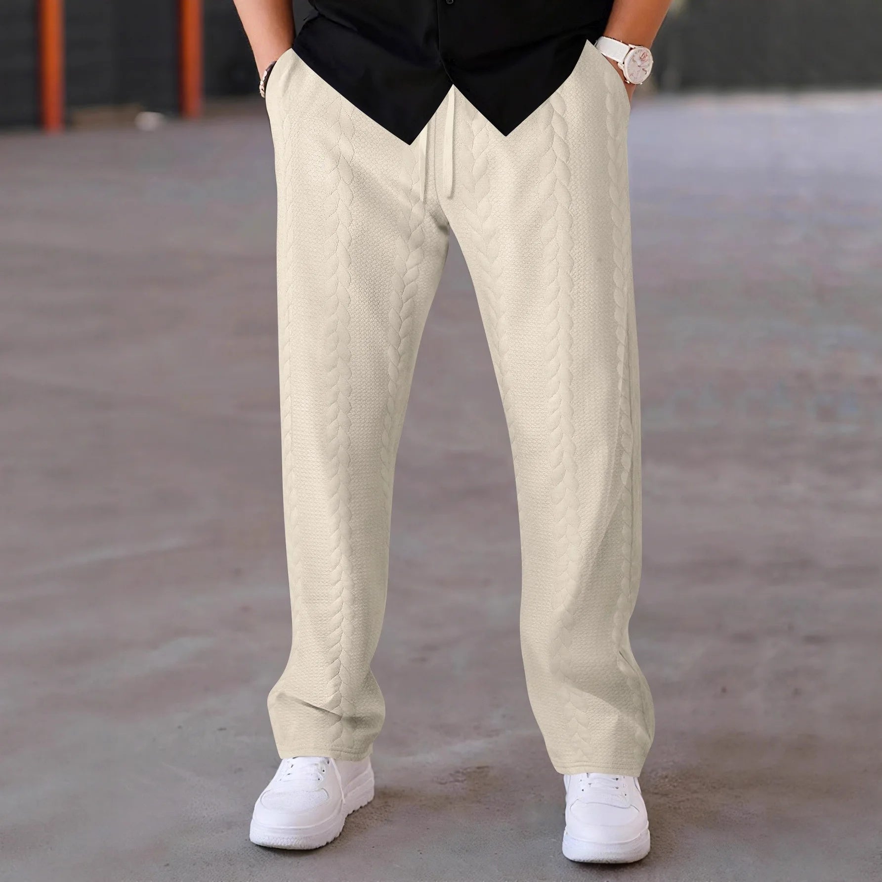 Fall new style fashionable men's retro outdoor casual multi-purpose sport pure-color jacquard straight-leg