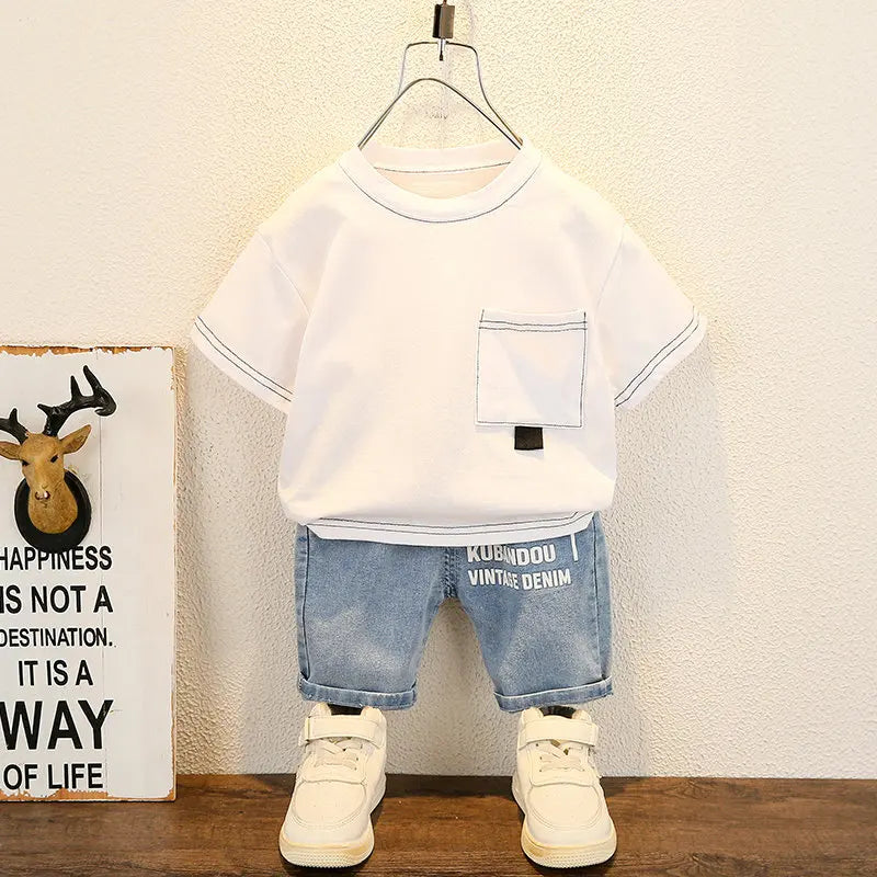 New Summer Baby Boy Kids Clothes Children Clothing Suit Tops Short-sleeve T-shirt Pants 2pcs/set Sport