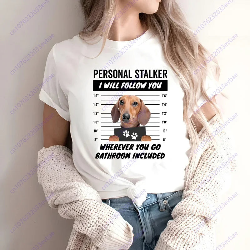 Dachshund Teckel Funny Cute Dog Animal T-Shirt Women Short Sleeve Summer Fashion Tshirt Casual