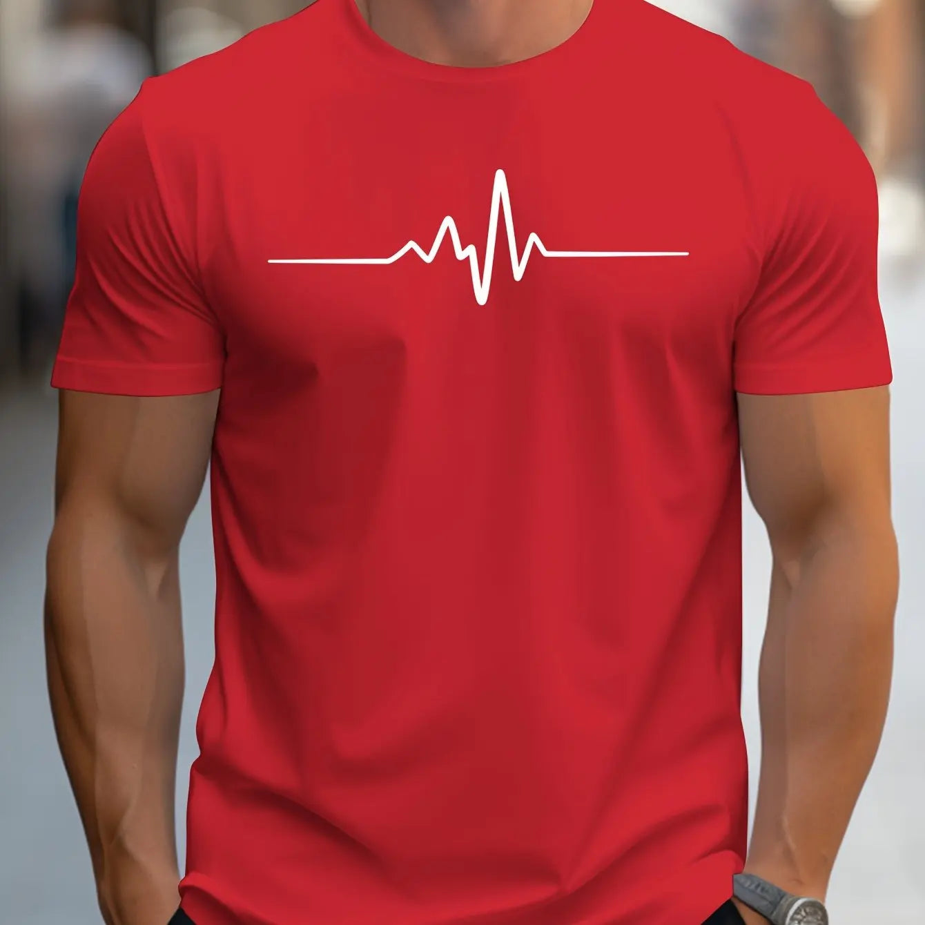 Men's 100% Polyester Summer Loose Size Creative Graphic Printed Slim Fit Casual Sports Round Neck Short
