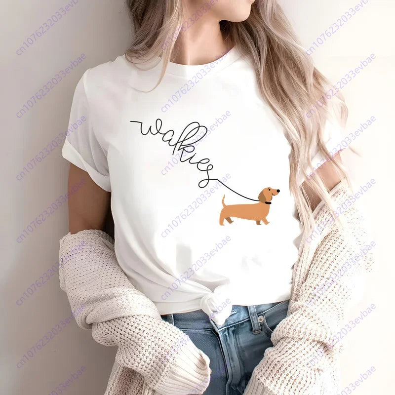 Dachshund Teckel Funny Cute Dog Animal T-Shirt Women Short Sleeve Summer Fashion Tshirt Casual