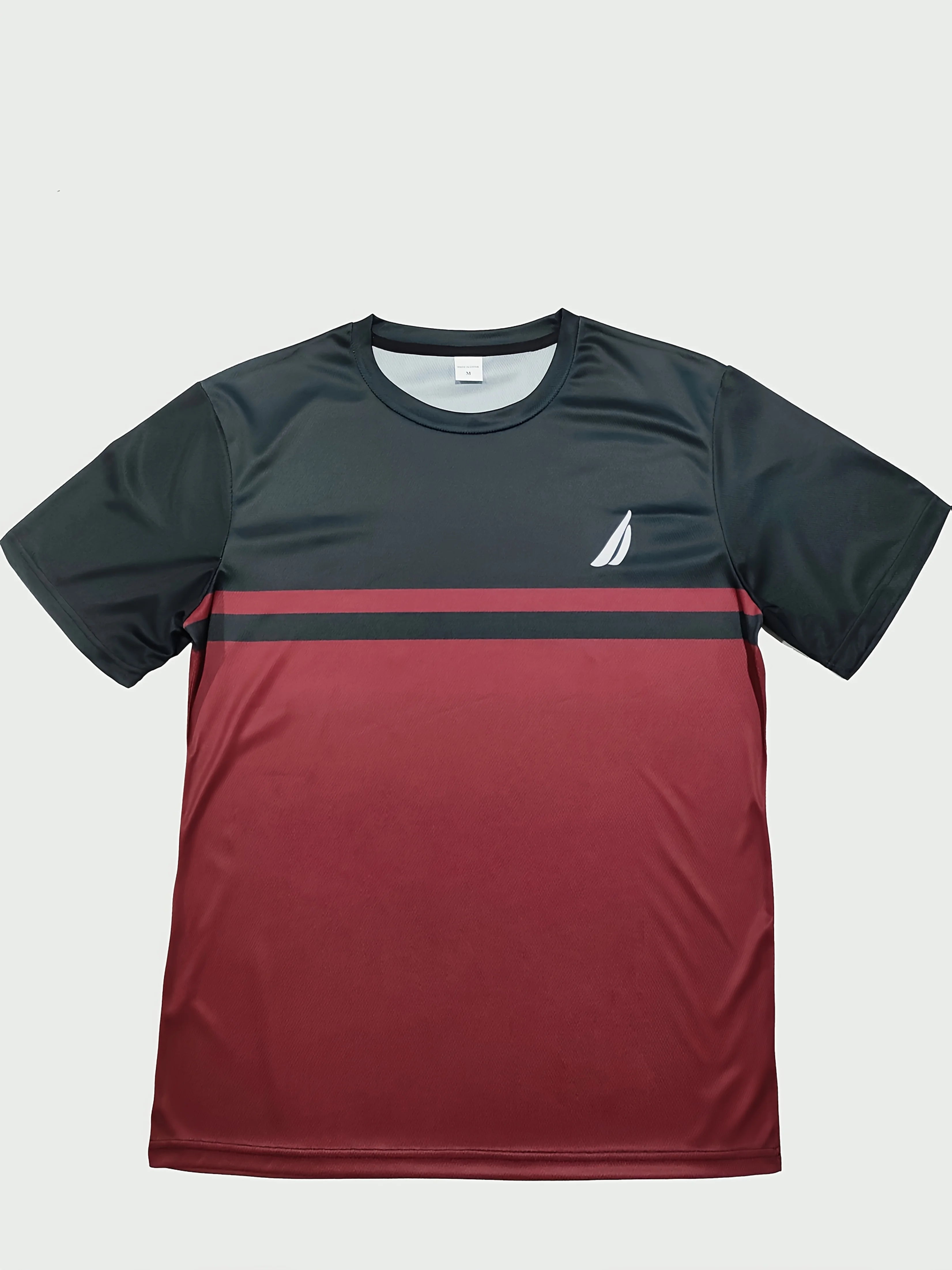 Men'S Novelty 3D Crew Neck T-Shirt,Casual Polyester Knit Fabric with Slight Stretch,Regular Fit,with Striped Pattern