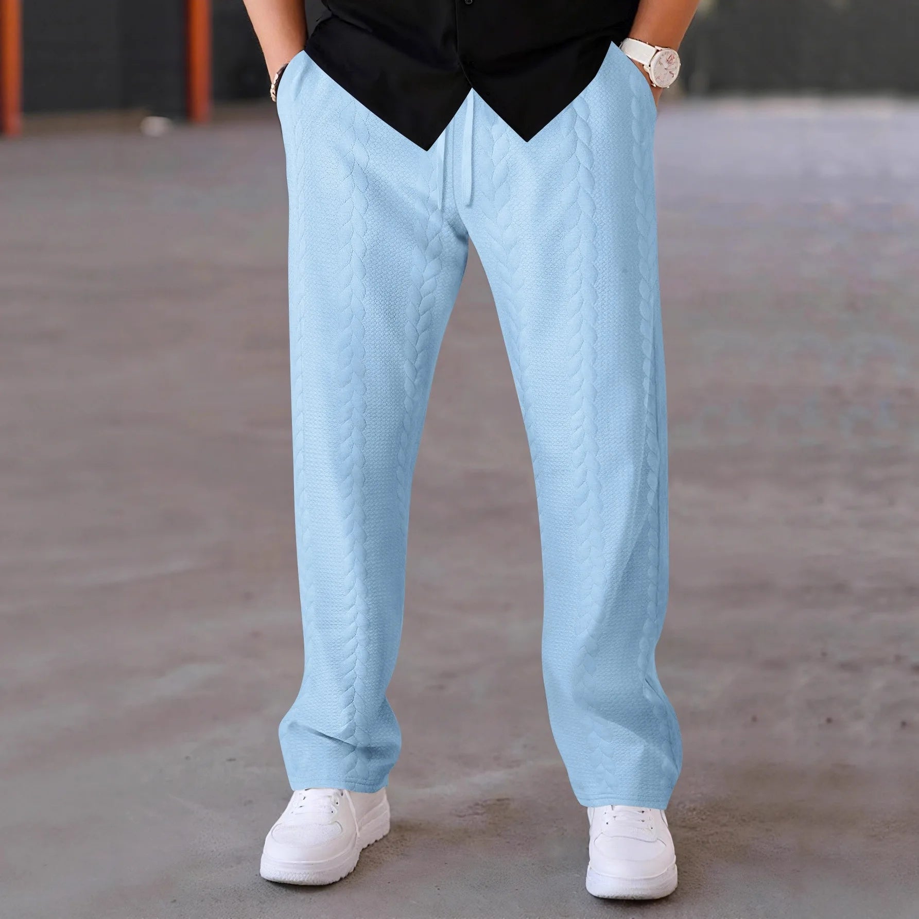 Fall new style fashionable men's retro outdoor casual multi-purpose sport pure-color jacquard straight-leg