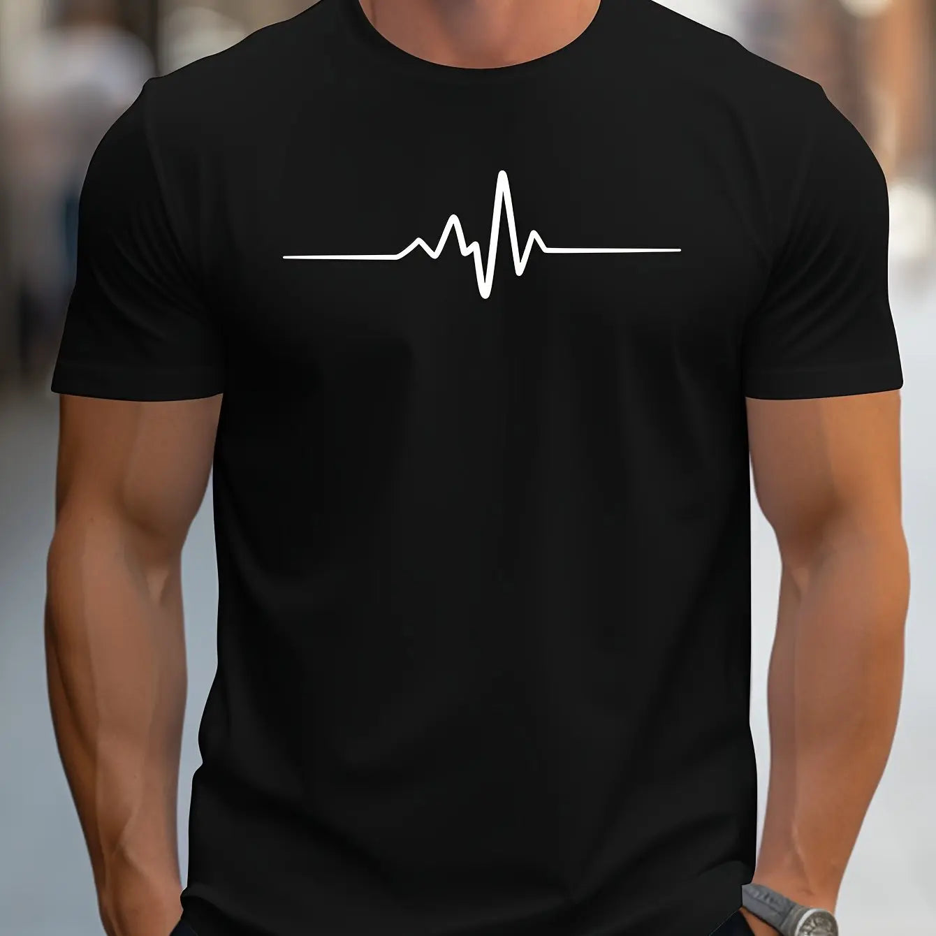 Men's 100% Polyester Summer Loose Size Creative Graphic Printed Slim Fit Casual Sports Round Neck Short