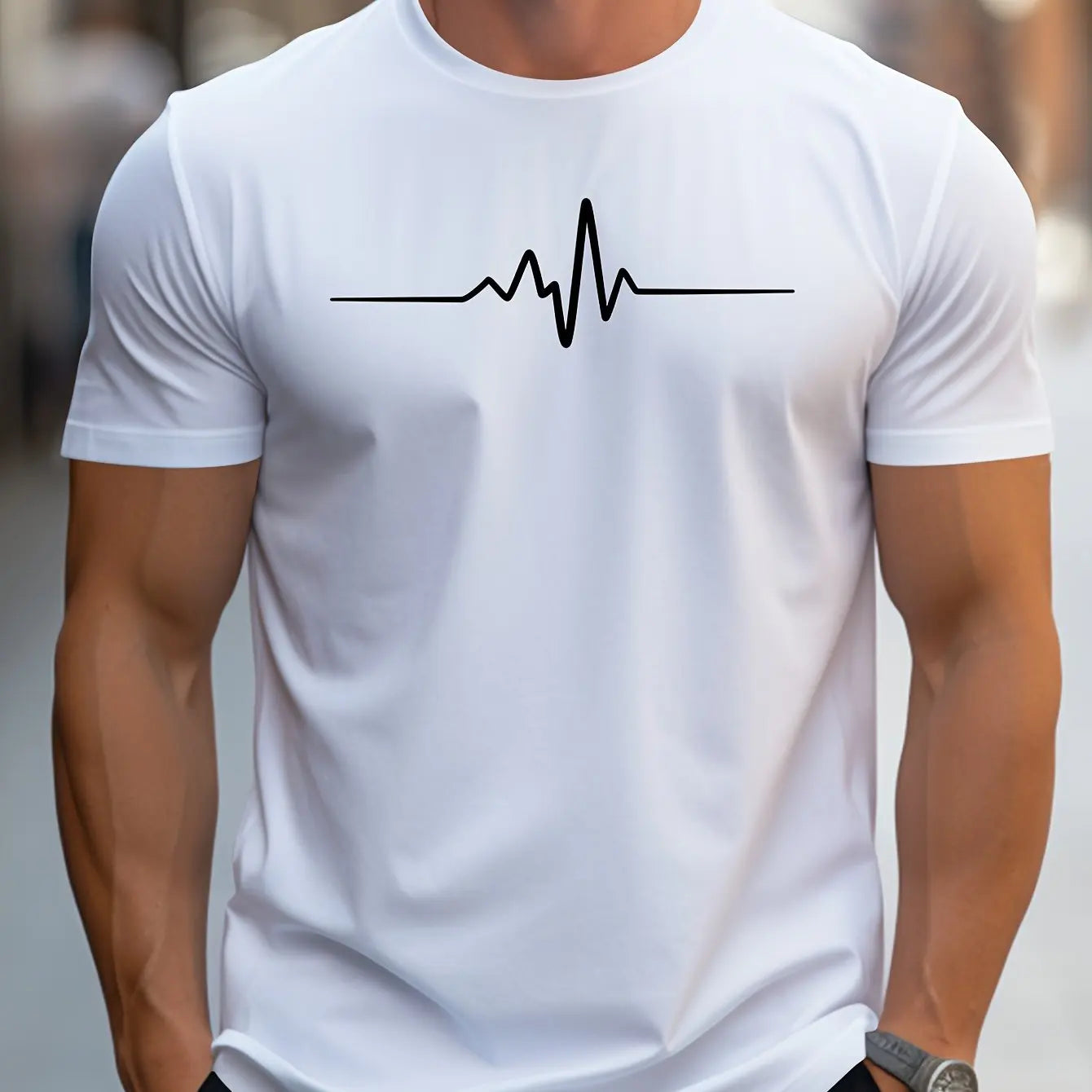 Men's 100% Polyester Summer Loose Size Creative Graphic Printed Slim Fit Casual Sports Round Neck Short