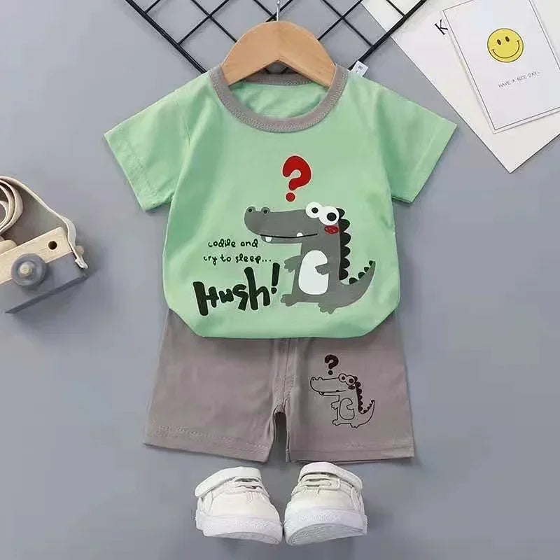 2PCS Children's Sets mother Kids Clothes Boys Girl T-shirt Shorts Summer Cotton Short sleeve Baby Children