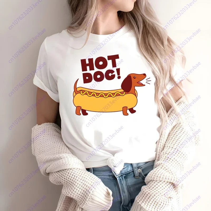 Dachshund Teckel Funny Cute Dog Animal T-Shirt Women Short Sleeve Summer Fashion Tshirt Casual