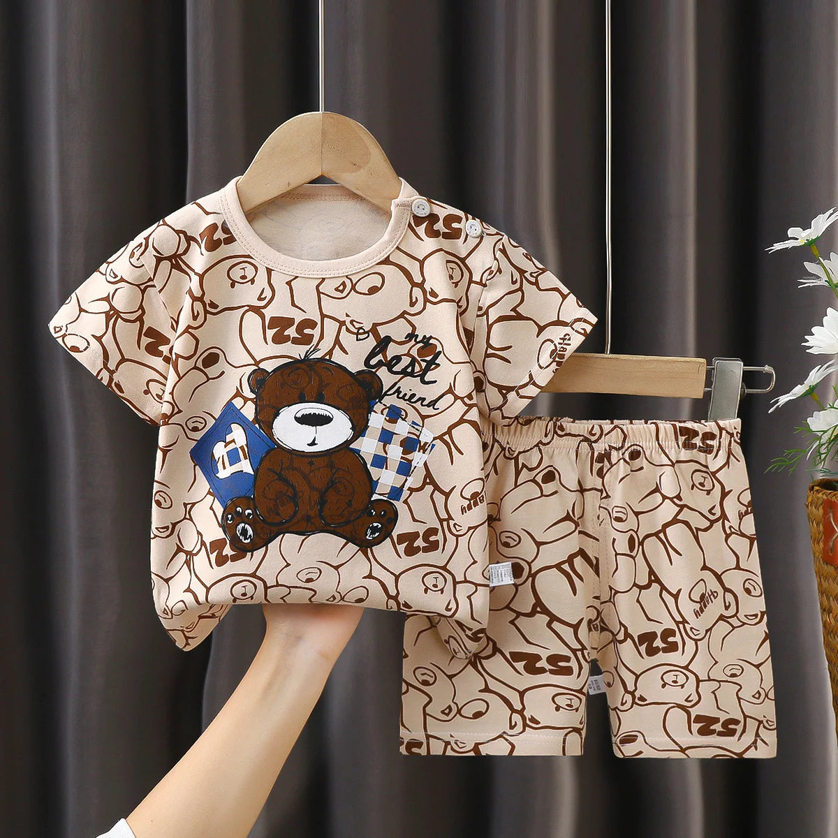 2PCS Children's Sets mother Kids Clothes Boys Girl T-shirt Shorts Summer Cotton Short sleeve Baby Children