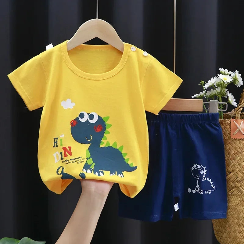 2PCS Children's Sets mother Kids Clothes Boys Girl T-shirt Shorts Summer Cotton Short sleeve Baby Children