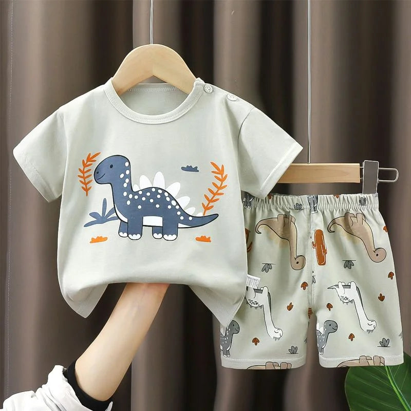 2PCS Children's Sets mother Kids Clothes Boys Girl T-shirt Shorts Summer Cotton Short sleeve Baby Children