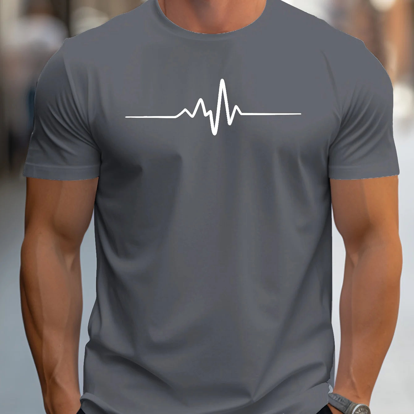 Men's 100% Polyester Summer Loose Size Creative Graphic Printed Slim Fit Casual Sports Round Neck Short