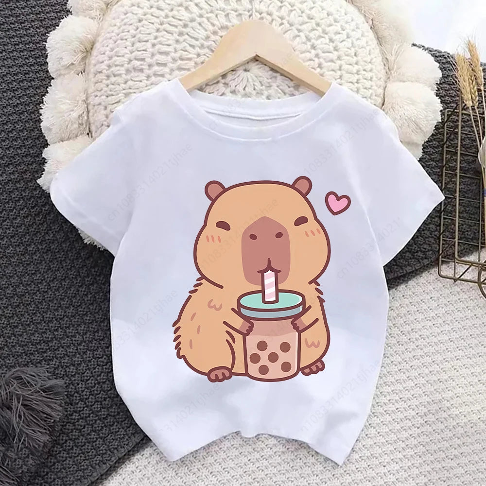 Cute Cartoon Capybara Kids T Shirts for Baby Birthday Party T-shirts for Girls T-Shirt for Boys Tshirts for Girl