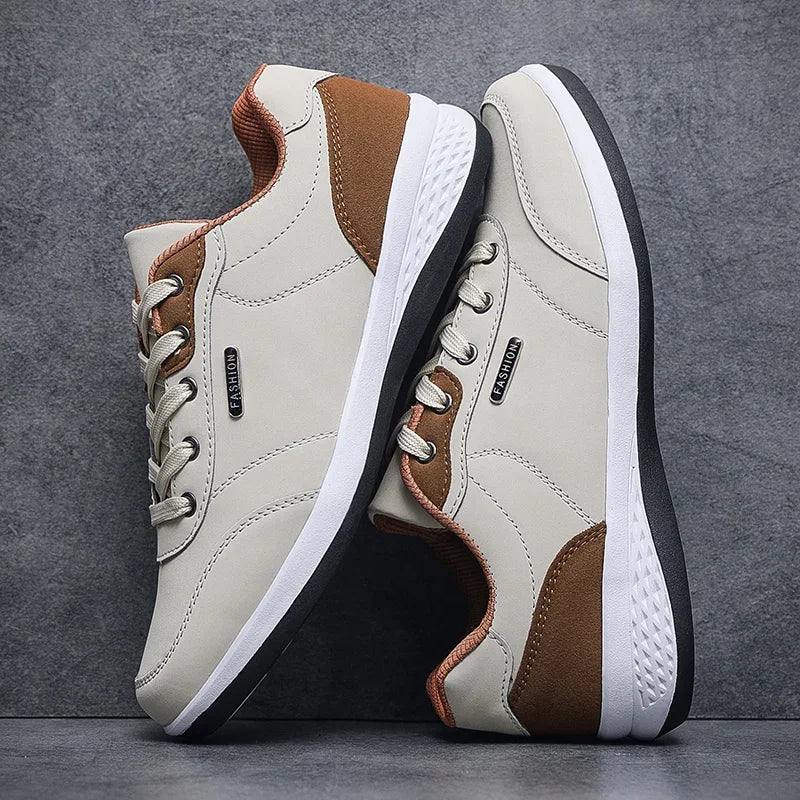 2025 Men Shoes Spring Autumn Waterproof Walking Sneakers Leisure Male Leather Sports Shoes Non-Slip